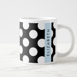 Schwarz-Weiß-Polka-Punkte, Dotter, Ihr Name Jumbo-Tasse