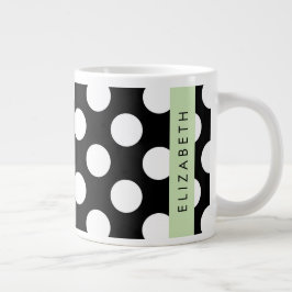 Schwarz-Weiß-Polka-Punkte, Dotter, Ihr Name Jumbo-Tasse