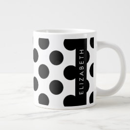 Schwarz-Weiß-Polka-Punkte, Dotter, Ihr Name Jumbo-Tasse