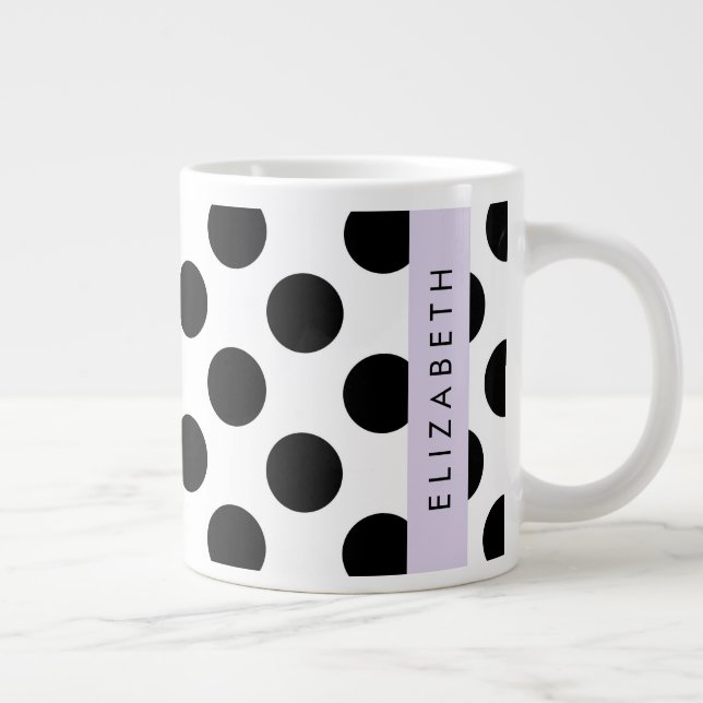 Schwarz-Weiß-Polka-Punkte, Dotter, Ihr Name Jumbo-Tasse (Rechts)