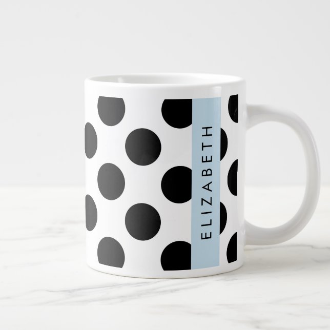 Schwarz-Weiß-Polka-Punkte, Dotter, Ihr Name Jumbo-Tasse (Rechts)