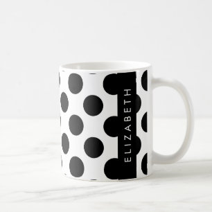 Schwarz-Weiß-Polka-Punkte, Dotter, Ihr Name Kaffeetasse