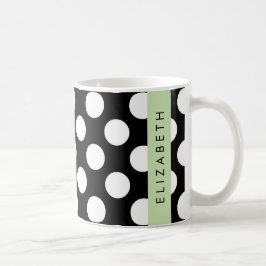 Schwarz-Weiß-Polka-Punkte, Dotter, Ihr Name Kaffeetasse