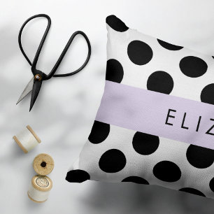 Schwarz-Weiß-Polka-Punkte, Dotter, Ihr Name Kissenbezug
