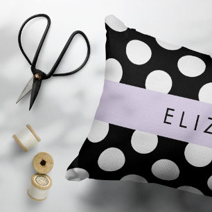 Schwarz-Weiß-Polka-Punkte, Dotter, Ihr Name Kissenbezug
