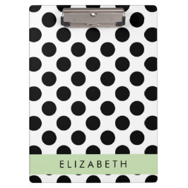 Schwarz-Weiß-Polka-Punkte, Dotter, Ihr Name Klemmbrett