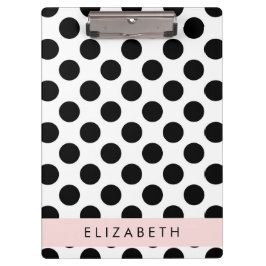 Schwarz-Weiß-Polka-Punkte, Dotter, Ihr Name Klemmbrett