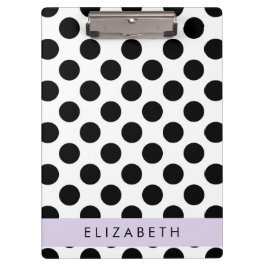 Schwarz-Weiß-Polka-Punkte, Dotter, Ihr Name Klemmbrett