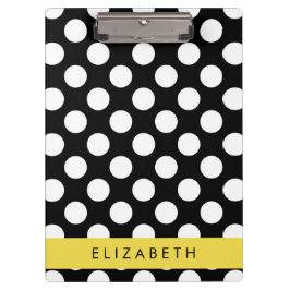 Schwarz-Weiß-Polka-Punkte, Dotter, Ihr Name Klemmbrett