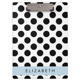 Schwarz-Weiß-Polka-Punkte, Dotter, Ihr Name Klemmbrett