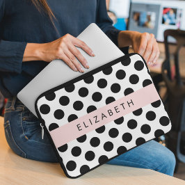 Schwarz-Weiß-Polka-Punkte, Dotter, Ihr Name Laptopschutzhülle