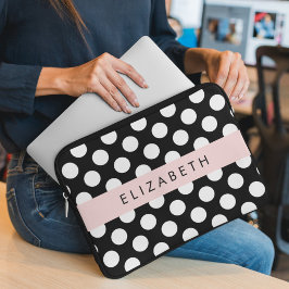 Schwarz-Weiß-Polka-Punkte, Dotter, Ihr Name Laptopschutzhülle