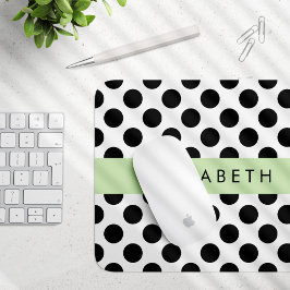 Schwarz-Weiß-Polka-Punkte, Dotter, Ihr Name Mousepad