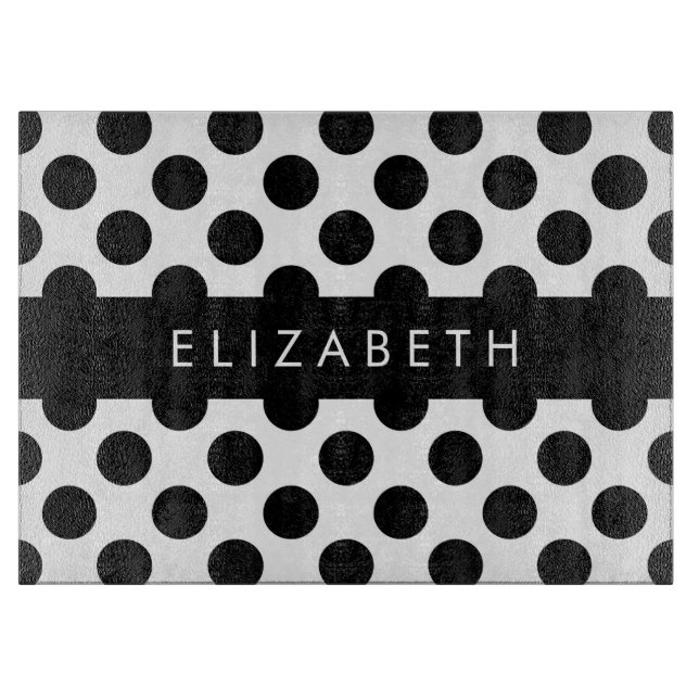 Schwarz-Weiß-Polka-Punkte, Dotter, Ihr Name Schneidebrett (Vorderseite)