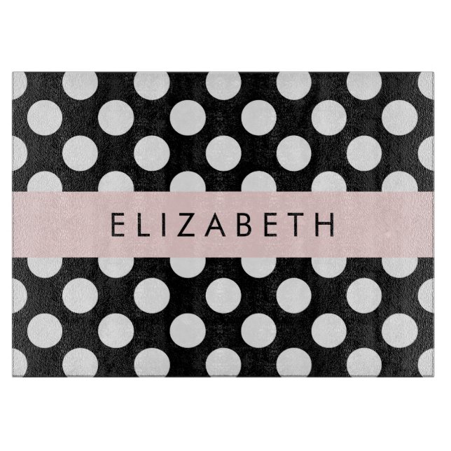 Schwarz-Weiß-Polka-Punkte, Dotter, Ihr Name Schneidebrett (Vorderseite)