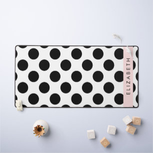 Schwarz-Weiß-Polka-Punkte, Dotter, Ihr Name Schreibtischunterlage
