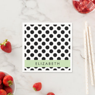 Schwarz-Weiß-Polka-Punkte, Dotter, Ihr Name Serviette