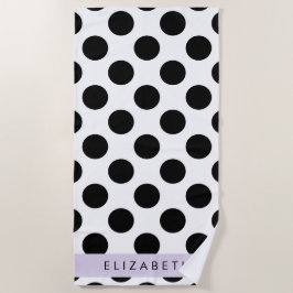 Schwarz-Weiß-Polka-Punkte, Dotter, Ihr Name Strandtuch