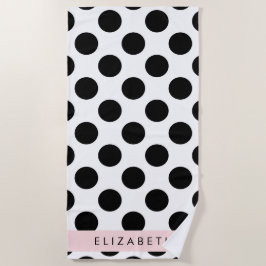 Schwarz-Weiß-Polka-Punkte, Dotter, Ihr Name Strandtuch