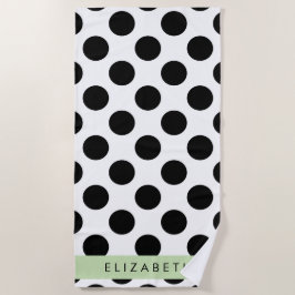 Schwarz-Weiß-Polka-Punkte, Dotter, Ihr Name Strandtuch