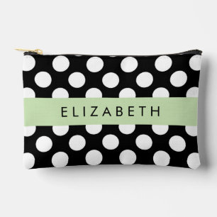 Schwarz-Weiß-Polka-Punkte, Dotter, Ihr Name Zubehörtasche
