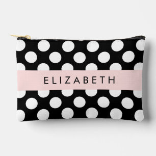 Schwarz-Weiß-Polka-Punkte, Dotter, Ihr Name Zubehörtasche