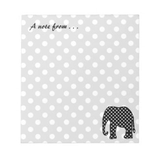 Schwarz-Weiß-Polka-Punkte Elephant Notizblock