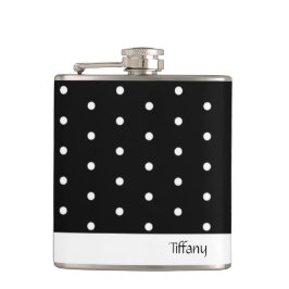 Schwarz-Weiß-Polka-Punkte Flachmann