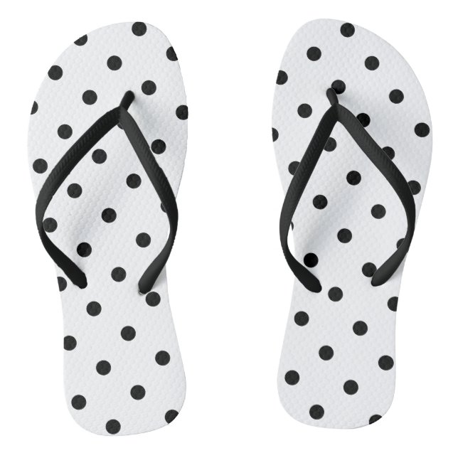 Schwarz/Weiß-Polka-Punkte Flip Flops (Fußbett)