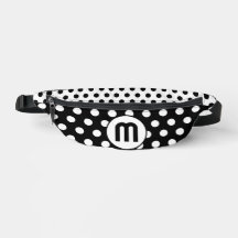 Schwarz-Weiß-Polka-Punkte für Monogramm, Farbe