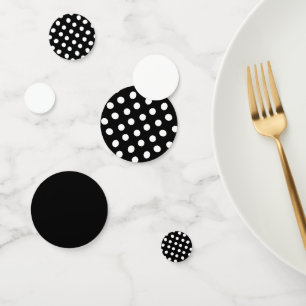 Schwarz-Weiß-Polka-Punkte-Geburtstagsfeier Konfetti