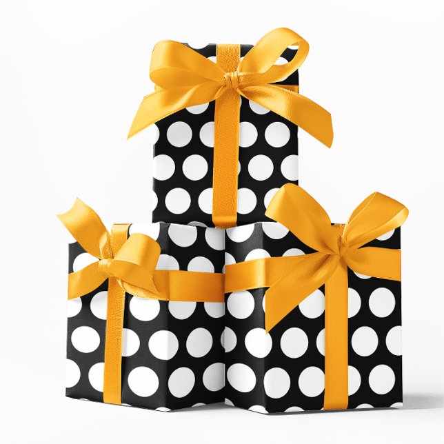 Schwarz-Weiß-Polka-Punkte Geschenkpapier (Black and White Polka Dots Wrapping Paper)