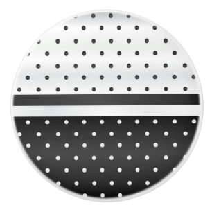 Schwarz-Weiß-Polka-Punkte Keramikknauf