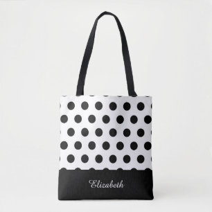 Schwarz-Weiß-Polka-Punkte mit Monogramm