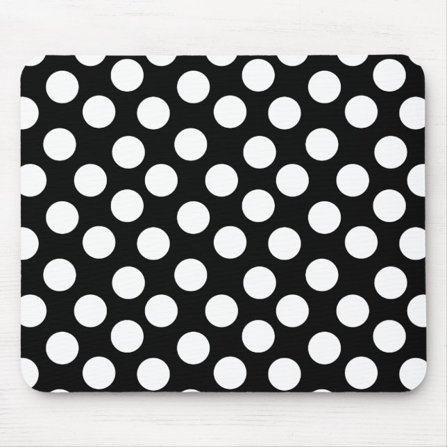 Schwarz-Weiß-Polka-Punkte Mousepad (Vorne)