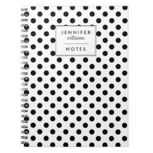 Schwarz-Weiß-Polka-Punkte Personalisiert Notizblock