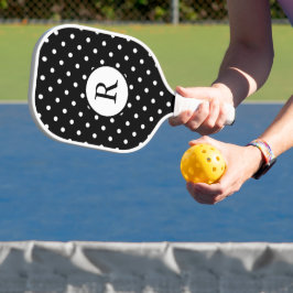 Schwarz-Weiß-Polka-Punkte Pickleball Schläger