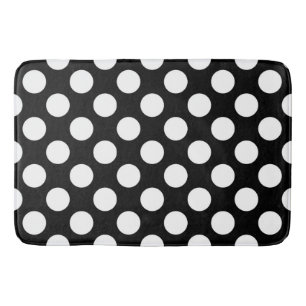 Schwarz-Weiß-Polka-Punkte, Polka-Dot-Muster Badematte