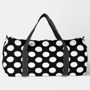 Schwarz-Weiß-Polka-Punkte, Polka-Dot-Muster Duffle Bag