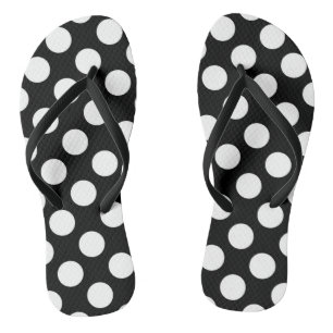 Schwarz-Weiß-Polka-Punkte, Polka-Dot-Muster Flip Flops