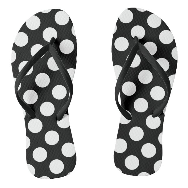 Schwarz-Weiß-Polka-Punkte, Polka-Dot-Muster Flip Flops (Fußbett)