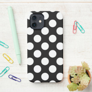 Schwarz-Weiß-Polka-Punkte, Polka-Dot-Muster iPhone 12 Hülle