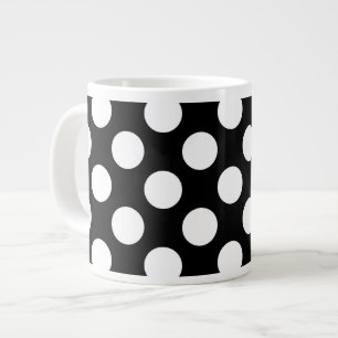 Schwarz-Weiß-Polka-Punkte, Polka-Dot-Muster Jumbo-Tasse