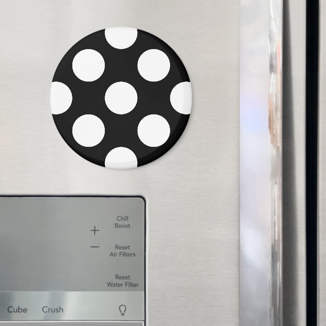 Schwarz-Weiß-Polka-Punkte, Polka-Dot-Muster Magnet (In Situ (Kühlschrank))