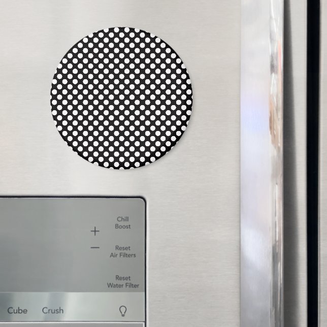 Schwarz-Weiß-Polka-Punkte, Polka-Dot-Muster Magnet (In Situ (Kühlschrank))