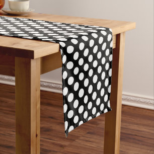 Schwarz-Weiß-Polka-Punkte, Polka-Dot-Muster Mittelgroßer Tischläufer
