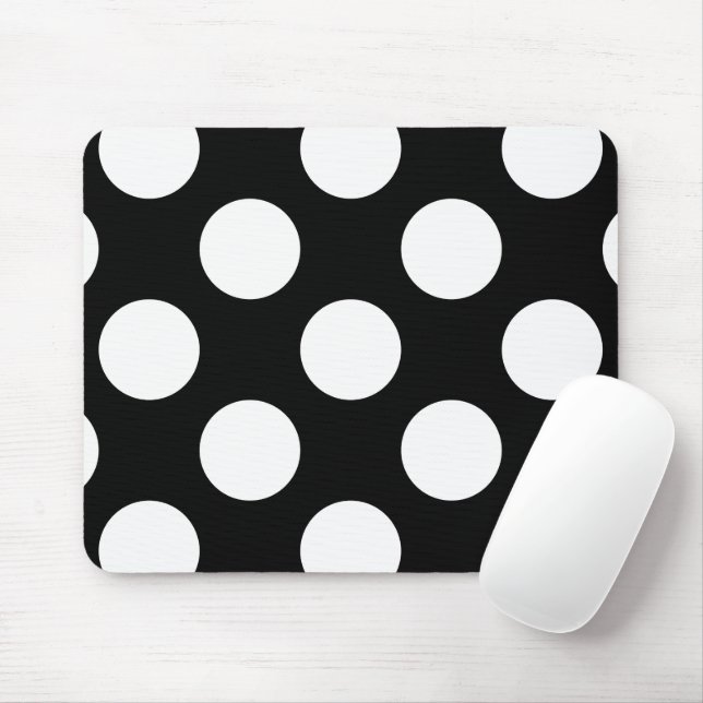 Schwarz-Weiß-Polka-Punkte, Polka-Dot-Muster Mousepad (Mit Mouse)