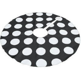 Schwarz-Weiß-Polka-Punkte, Polka-Dot-Muster Polyester Weihnachtsbaumdecke