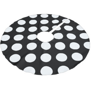 Schwarz-Weiß-Polka-Punkte, Polka-Dot-Muster Polyester Weihnachtsbaumdecke