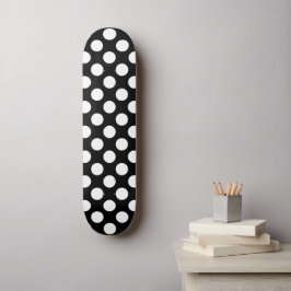 Schwarz-Weiß-Polka-Punkte, Polka-Dot-Muster Skateboard